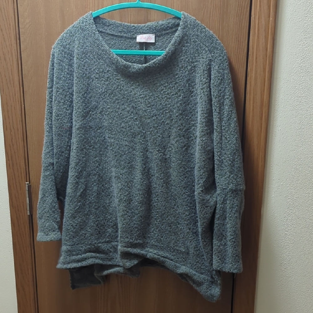 Pink Lily Charcoal Women's Crew Neck Sweater
